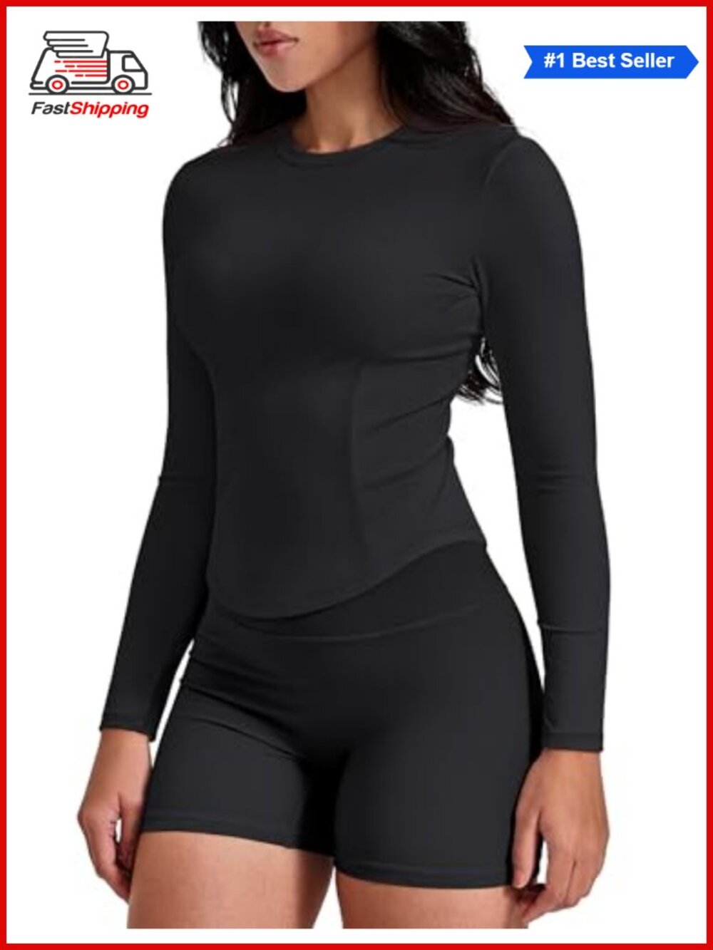 Women's Cropped Long Sleeve Workout Top Slim Fit Athletic Gym Shirt